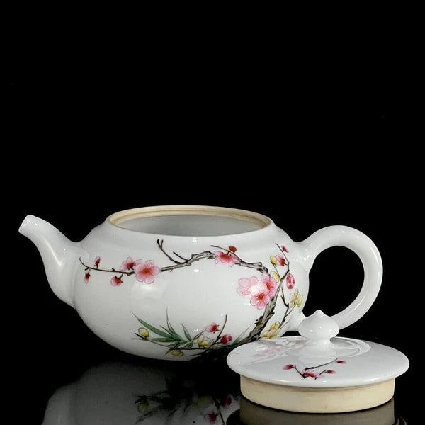6.3" Chinese Enamel Porcelain HandPainte Exquisite Flowers&Plants Teapots