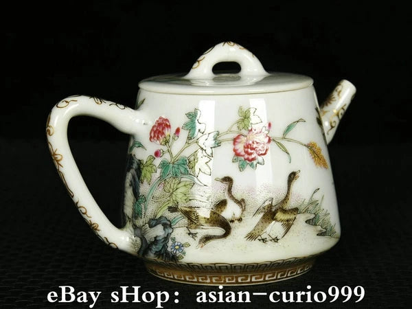 4.3'' Yongzheng Dynasty Enamel Colour Porcelain Gilt Duck Wine Tea Pot Flagon