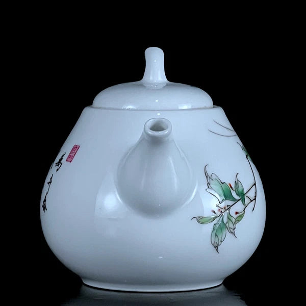 Chinese Enamel Colour Porcelain Handpainted Grass Insect Flower&plantTeapot 4750