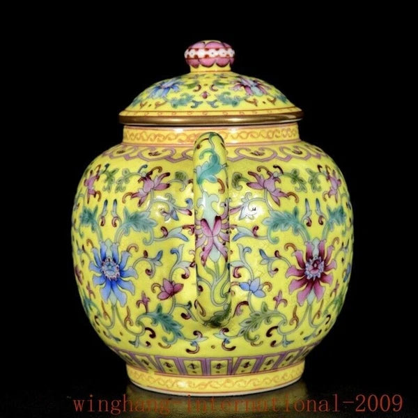6.8"China Qing Dynasty enamel porcelain flowers pattern Tea makers Tea Pot