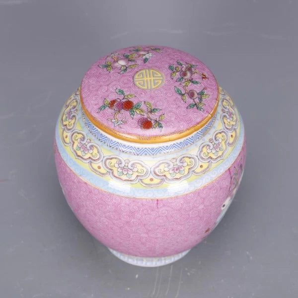 4.3" Collect Chinese Qing Colour Enamels Porcelain Child Have Fun Caddy Tea Pot