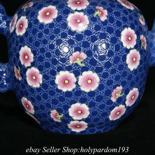 7.6" Qianlong Marked Chinese Colour enamels Porcelain Flower Teapot Kettle