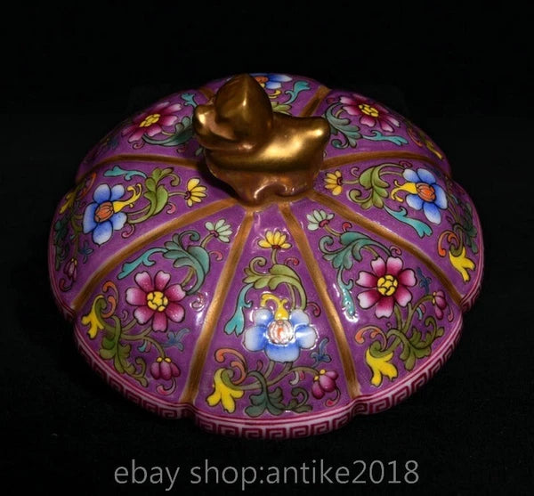 7.2 " Qianlong Marked China Colour Enamel Porcelain Gilt Dynasty Flower Teapot