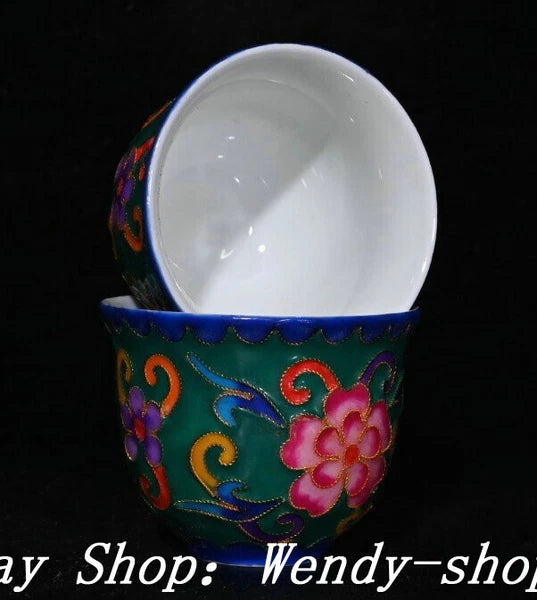 DaMing Chenghua Cloisonne Enamel Porcelain Filigree Dragon Teapot Cup Plate Set