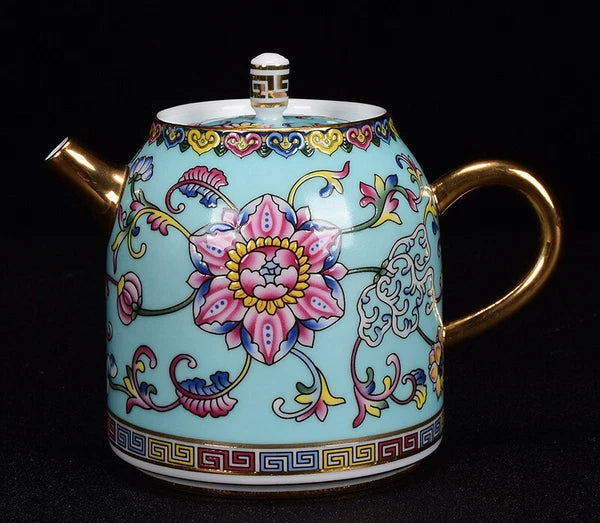 Tea Pot Mat Color Enamel Craft Floral Relief Handmade Master Pot Porcelain Pot