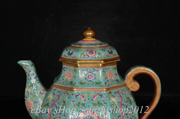 7" Yongzheng Marked Old China Colour Enamel Porcelain Palace Flower Teapot
